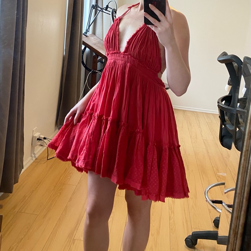 Free People Red Halter 100 Degree Mini Dress
